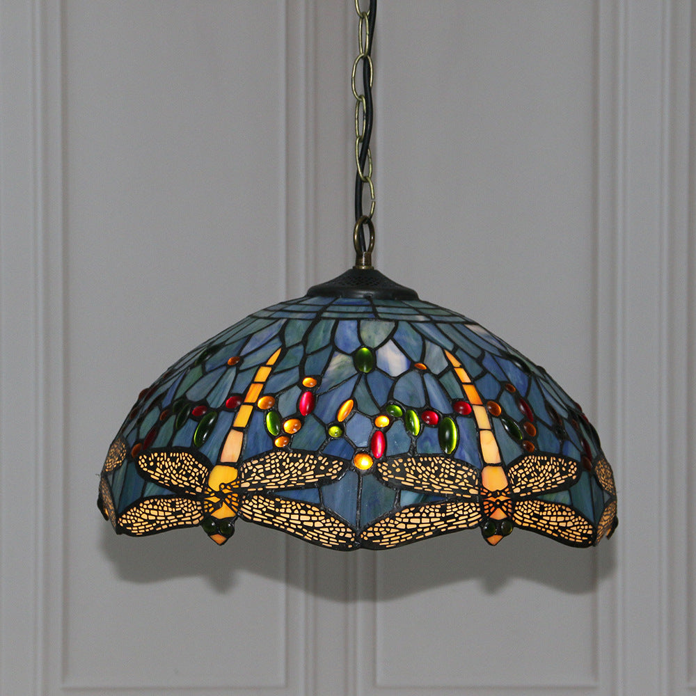 Tiffany Vintage Suspension Tachée Métal Verre Bol Chambre À Coucher