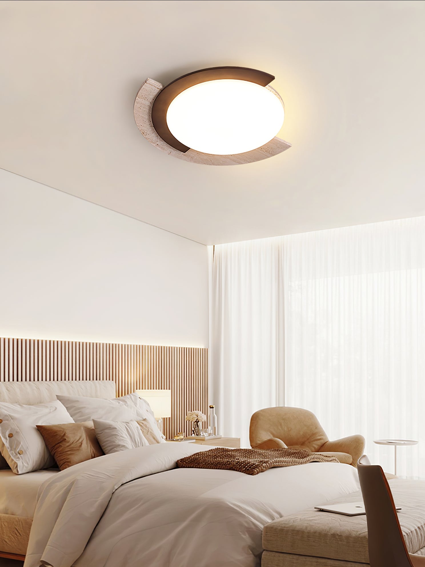 Alaric Moderne Acrylique Travertin Plafonnier Lampe