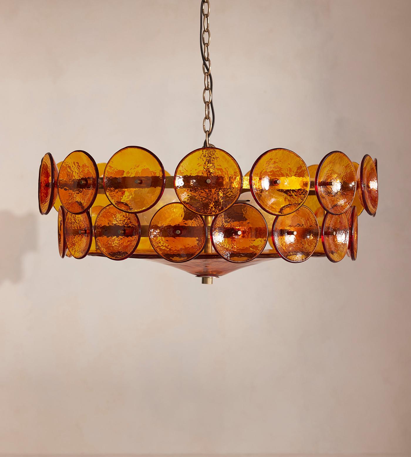 Aurora Chandelier Murano Glass Disc Vintage - Blowlighting