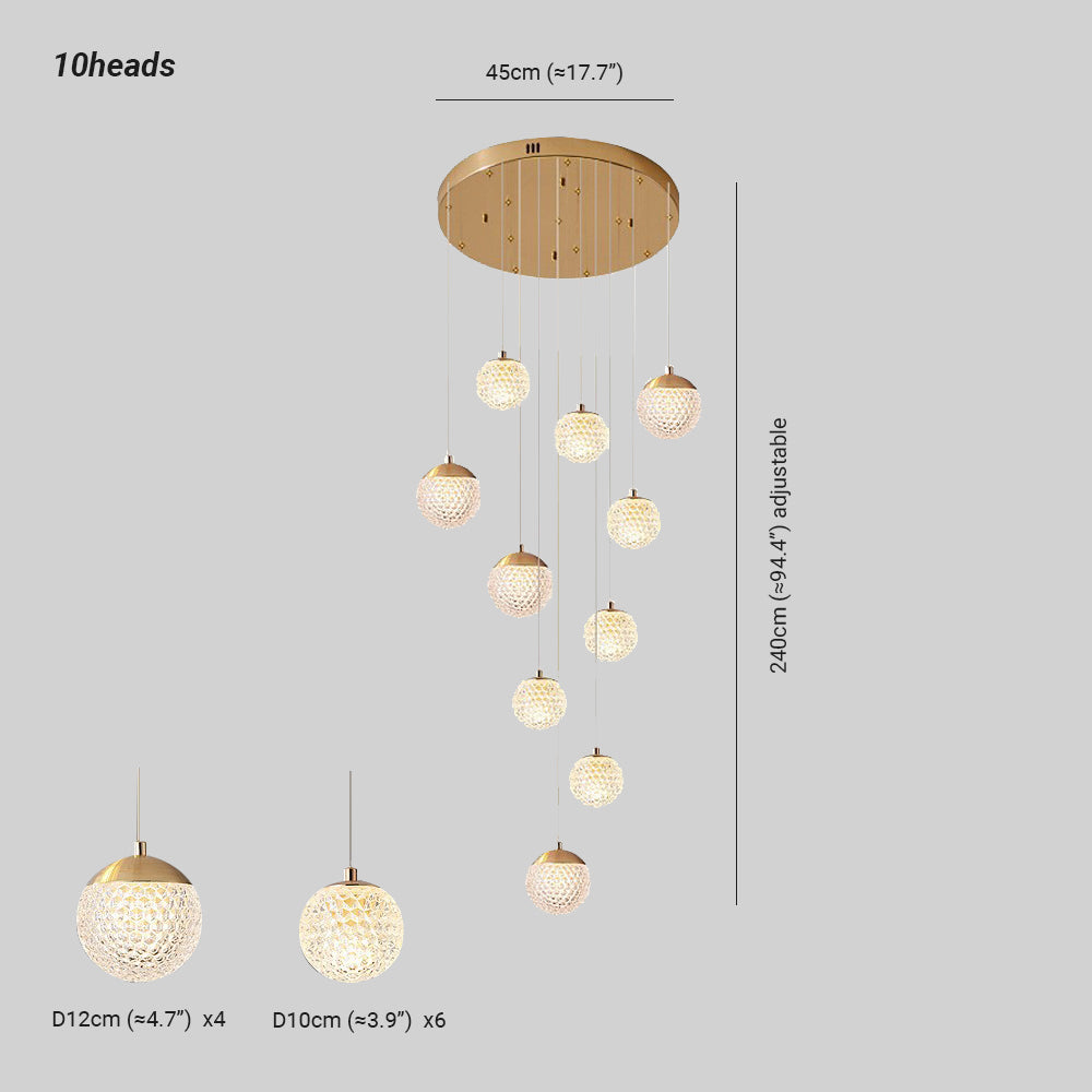 Arisha Luminaires Suspensions Multi/Bulle Moderne Métal/Acrylique Doré Chambre à Coucher