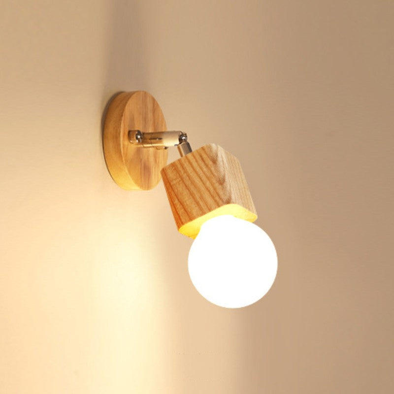 Muto Applique Murale LED Carrée Globe Réglable Naturelle Métal/Bois