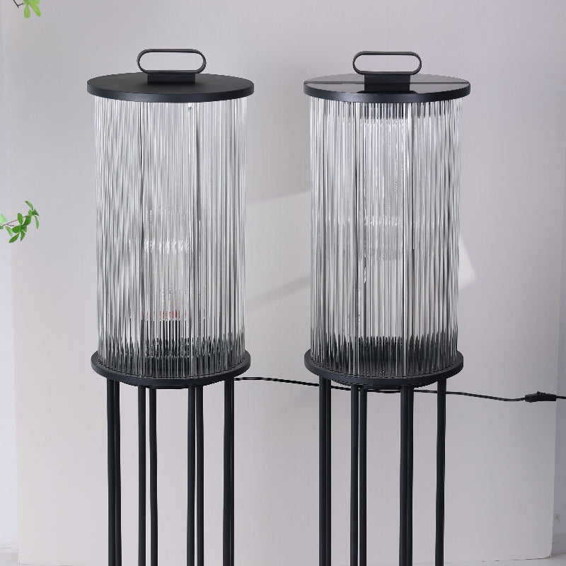 Ray Lampadaire Cylindre Simple, Métal/Verre, Gris, Jardin