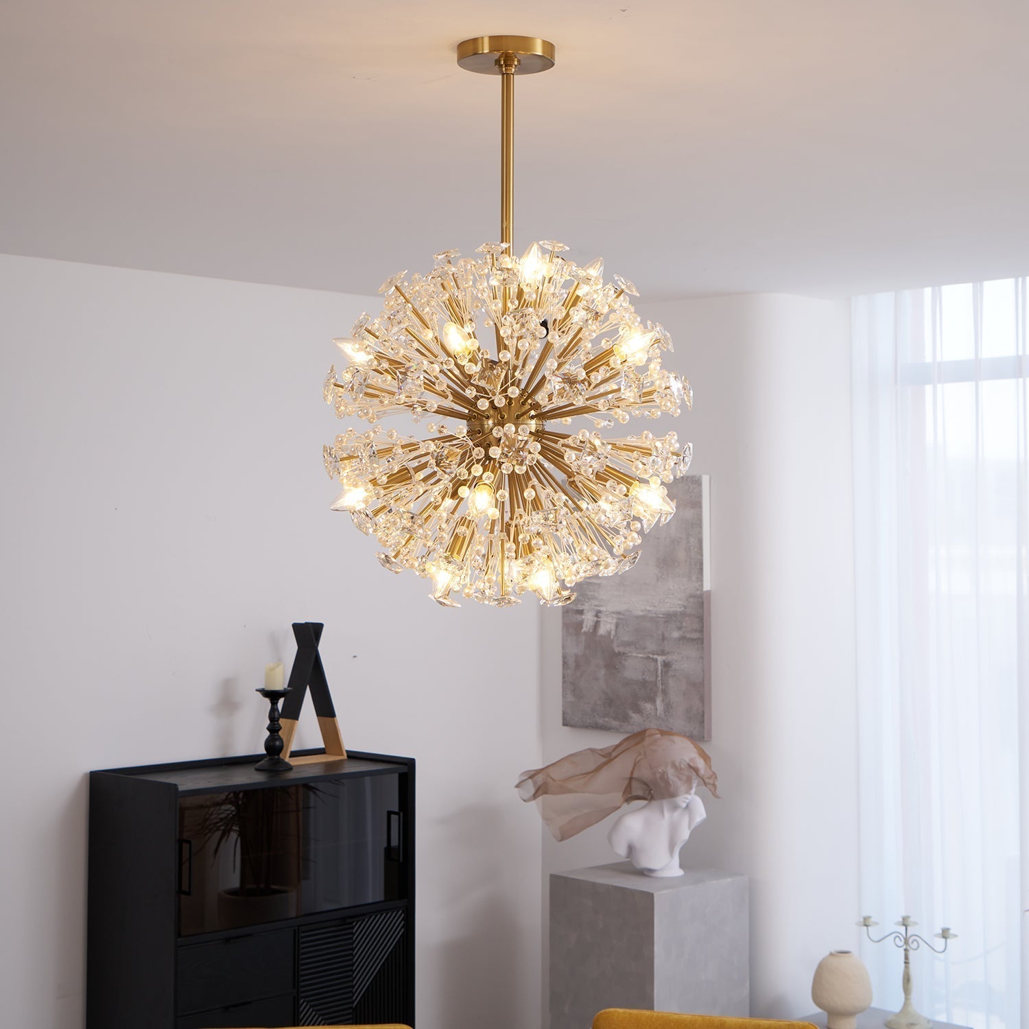 Aurora Chandelier Dickinson Gold Crystal Starburst - Letslighting