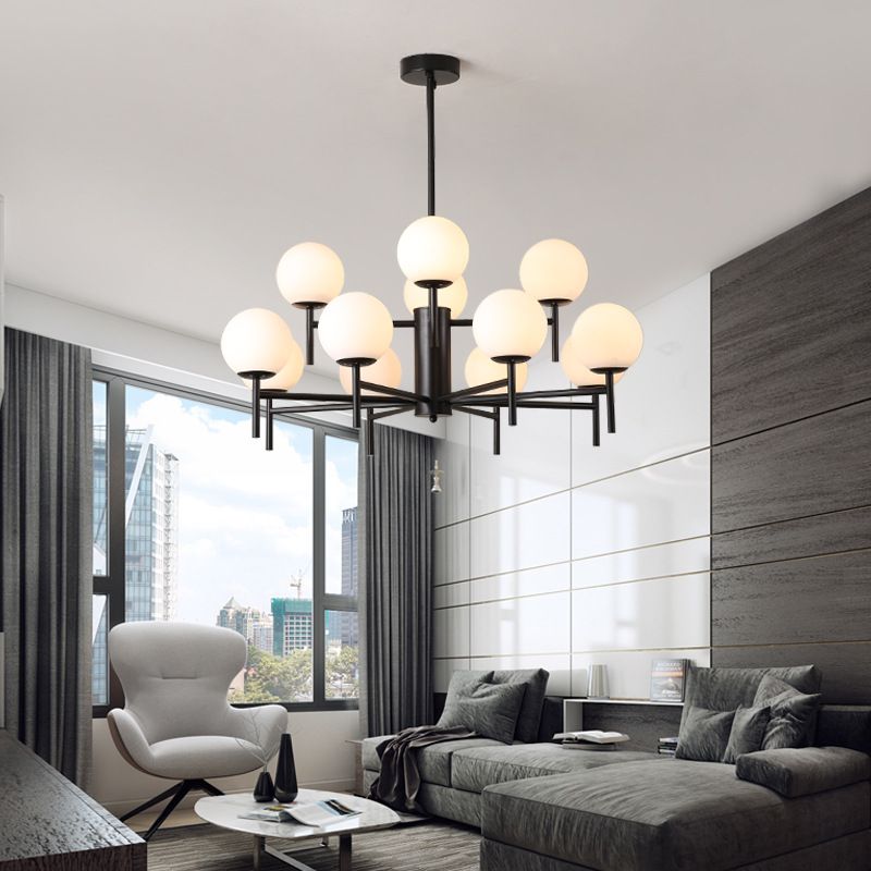 Valentina Bulle Moderne LED Lustre Noir/Doré Métal/Verre  Chambre à Coucher