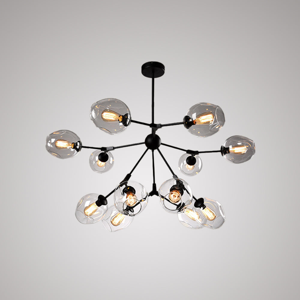 Valentina Suspension Multi Retro, Metal/Verre, Noir/Or, Chambre