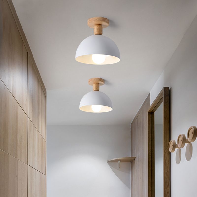 Muto Dôme Moderne LED Plafonnier Blanc/Gris Bois/Métal Salle d'étude