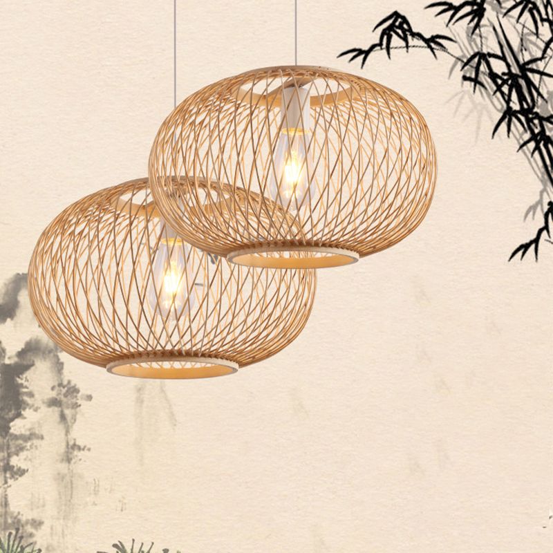 Ritta Vintage LED Suspension Acrylique Rotin Salle à Manger Chambre à coucher