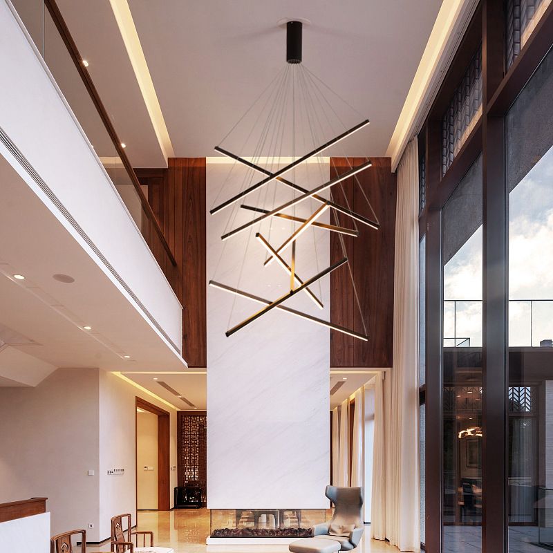 Arisha Luminaires Suspensions Linéaire Simple LED Moderne Métal Ferreux Salon