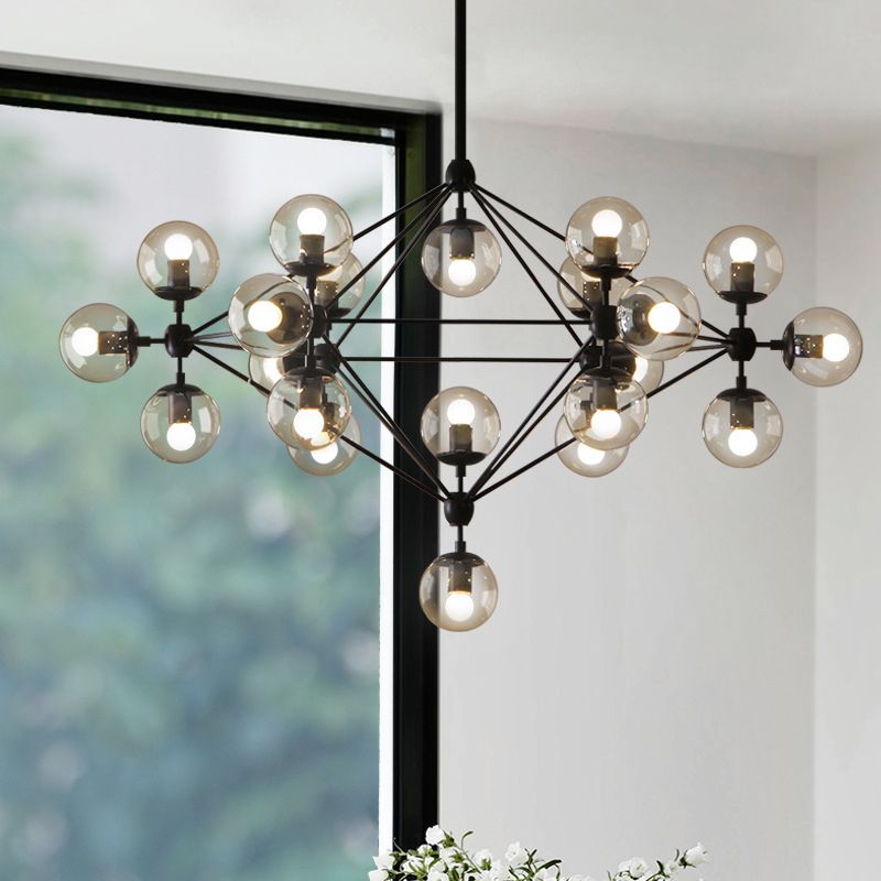Valentina Lustre Industriel, Metal/Verre, Noir, Chambre