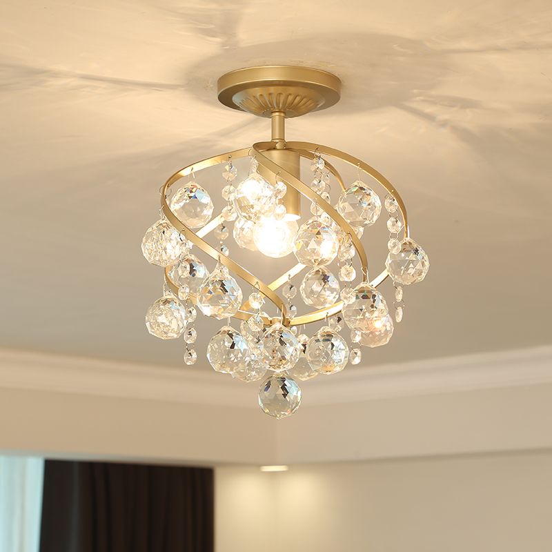 Valentina Design LED Plafonnier Laiton Cristal Salon Chambre à coucher