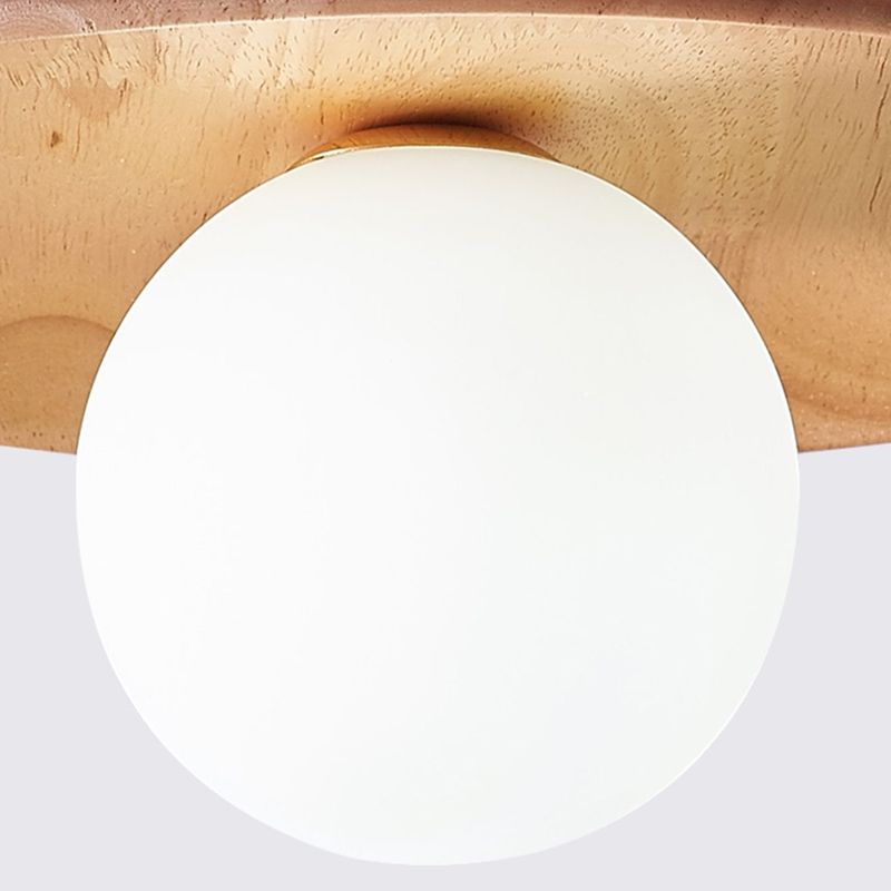 Arisha Plafonnier Bol Moderne, Bois/Verre, Bois/Noyer, Salon
