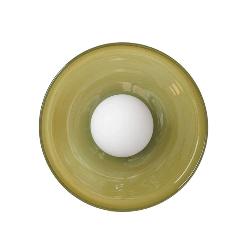 Arisha Plafonnier Dôme Moderne, Verre/Métal, Blanc/Vert/Orange, Salon