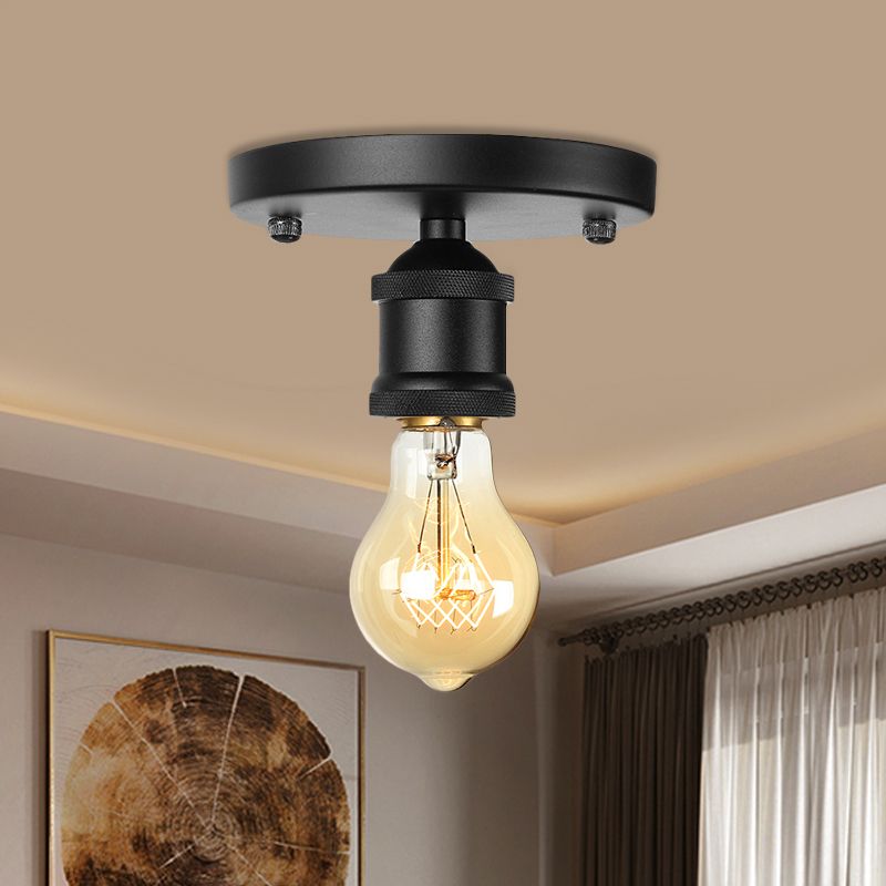 Silva Plafonnier Ampoule Vintage, Métal, Noir/Laiton/Rouille/Chromé, Salon