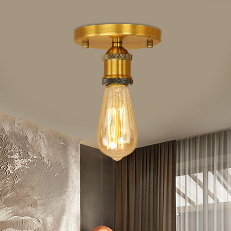 Silva Plafonnier Ampoule Vintage, Métal, Noir/Laiton/Rouille/Chromé, Salon
