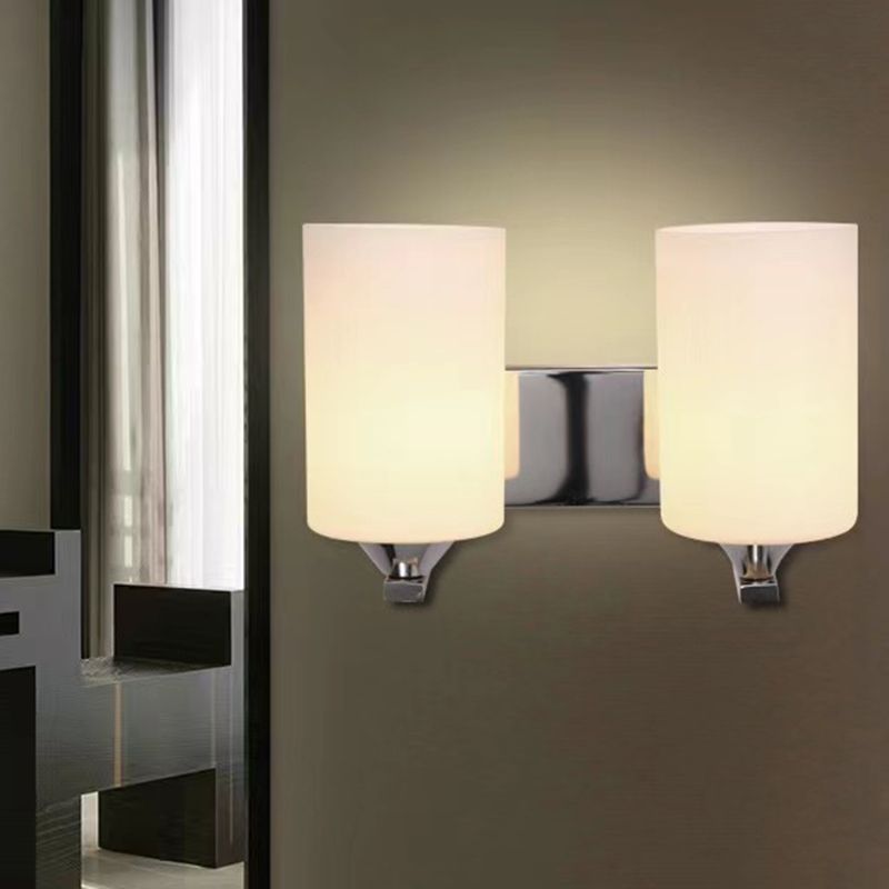 Tiffany Applique Murale Miroir Cylindrique Moderne, Verre/Métal, Noir/Chromé, Salon