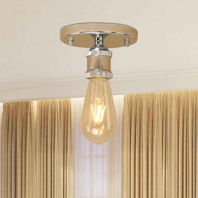 Silva Plafonnier Ampoule Vintage, Métal, Noir/Laiton/Rouille/Chromé, Salon