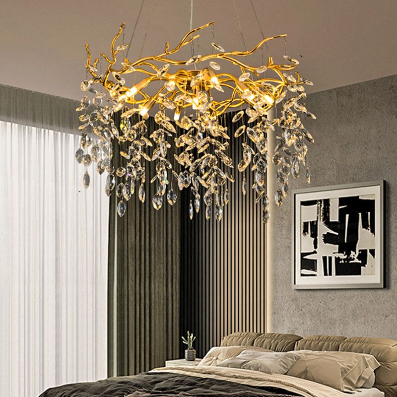 Kristy Lustre Branche Moderne Cristal/Métal Doré Salon
