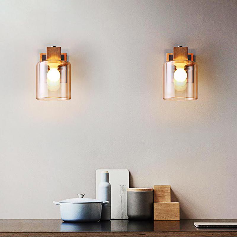 Tiffany Petie LED Applique Murale Bois Verre Chambre à Coucher Salon