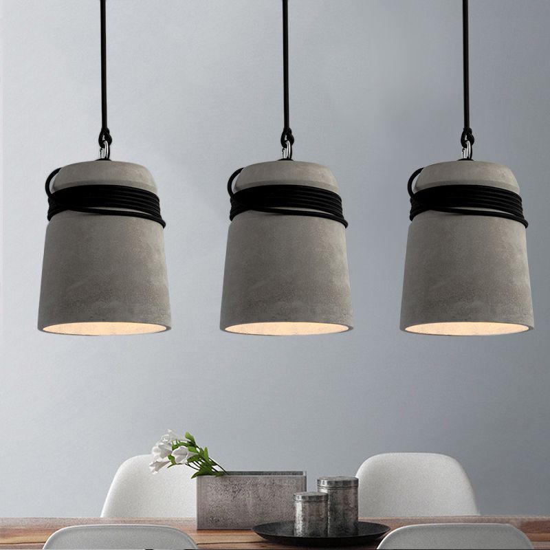 Arisha Luminaires Suspensions Cylindre Industriel Métal/Ciment Gris Chambre/Salon