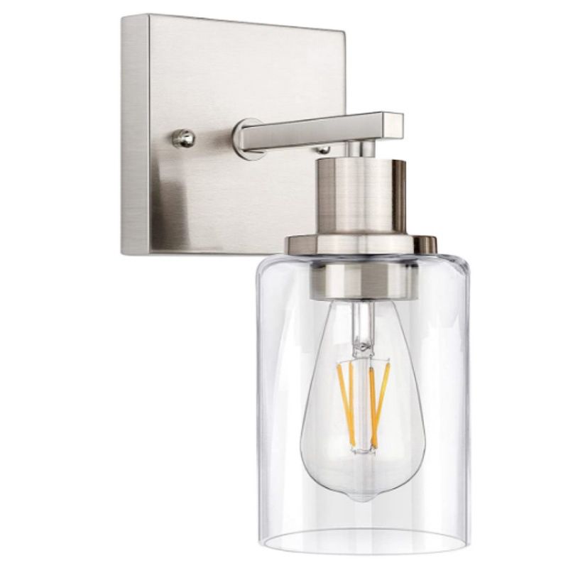 Silva Applique Murale Miroir Cylindrique Moderne, Verre/Métal, Noir/Or/Nickel, Chambre