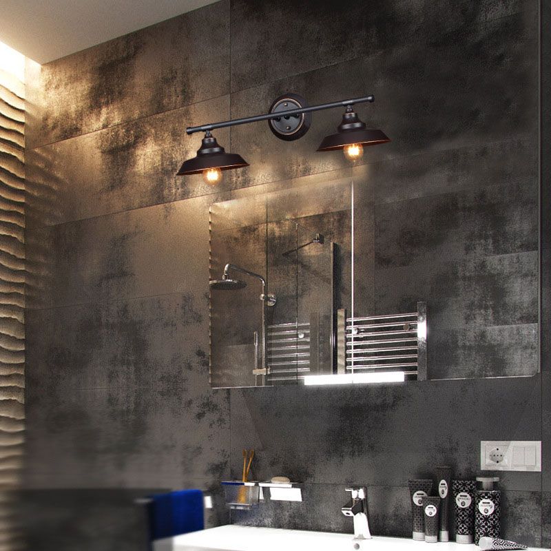 Silva Applique Plateau Murale Rétro, Métal, Noir, Salon/Chambre