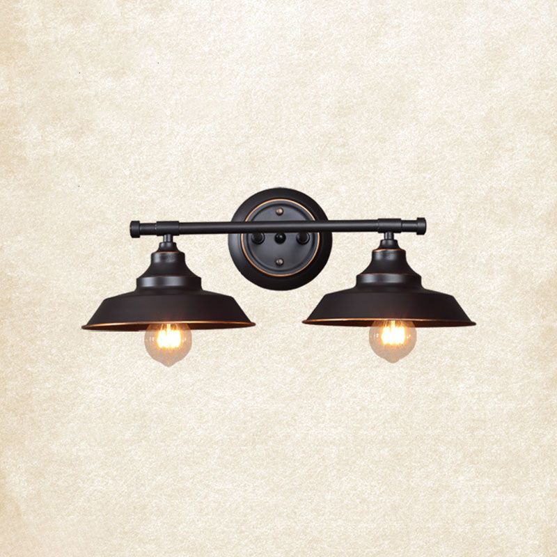 Silva Applique Plateau Murale Rétro, Métal, Noir, Salon/Chambre
