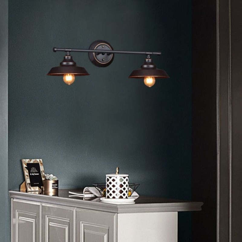 Silva Applique Plateau Murale Rétro, Métal, Noir, Salon/Chambre