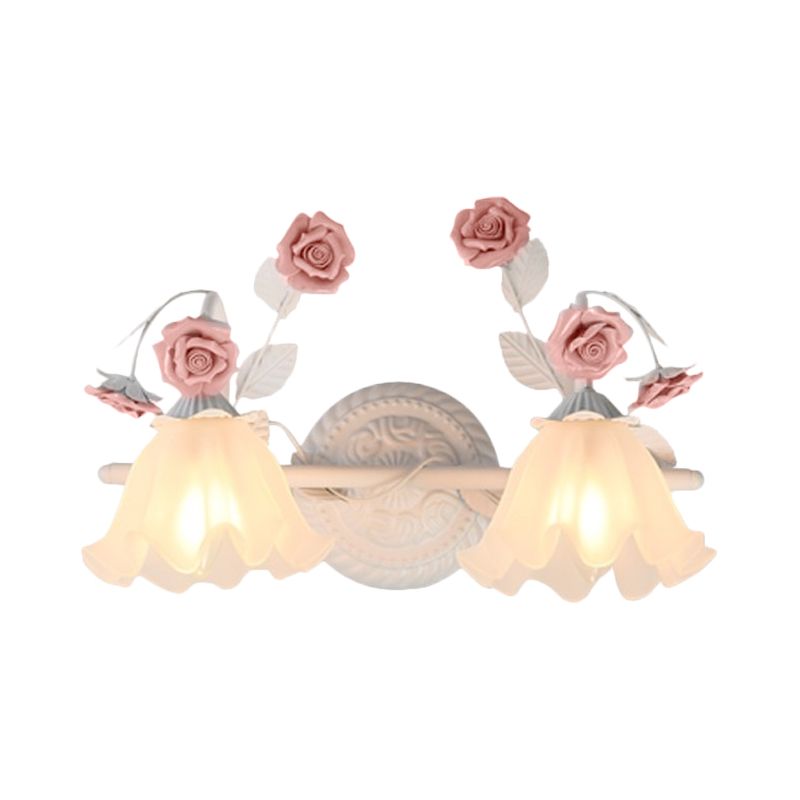 Ray Applique Murale Miroir de Forme de Fleur Vintage, Métal/Verre, Rose/Bleu, Salon