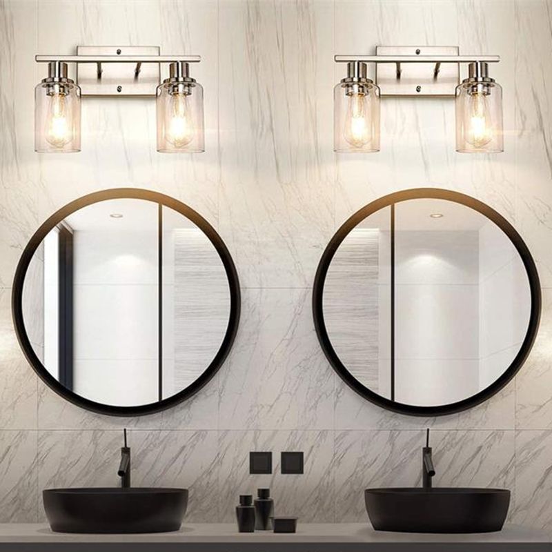 Silva Applique Murale Miroir Cylindrique Moderne, Verre/Métal, Noir/Or/Nickel, Chambre