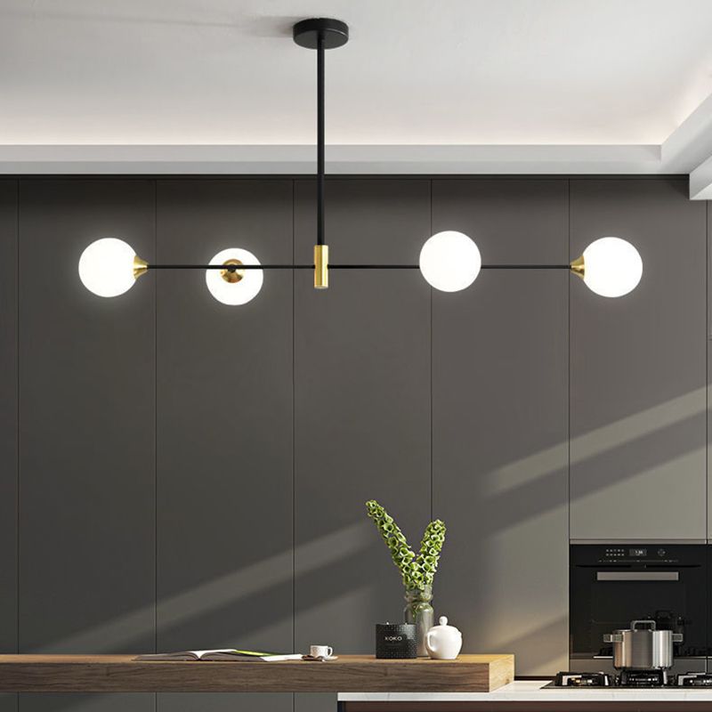 Valentina Suspension Linéaire Minimaliste, Metal/Verre, Blanc, Chambre