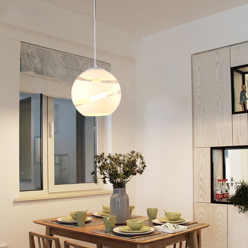 Valentina LED Suspension Noir/Blanc Metal Verre Salon Chambre à coucher