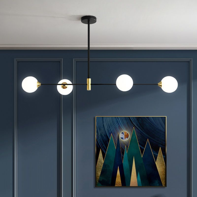 Valentina Suspension Linéaire Minimaliste, Metal/Verre, Blanc, Chambre