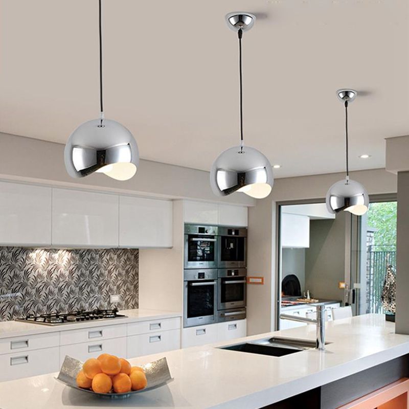 Arisha Luminaires Suspensions Dôme Moderne Métal Noir/Rose Rouge/Chromé Salon