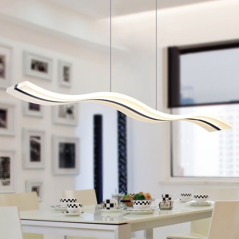 Arisha Moderne LED Suspension Blanc Métal Acrylique Salon Chambre à coucher