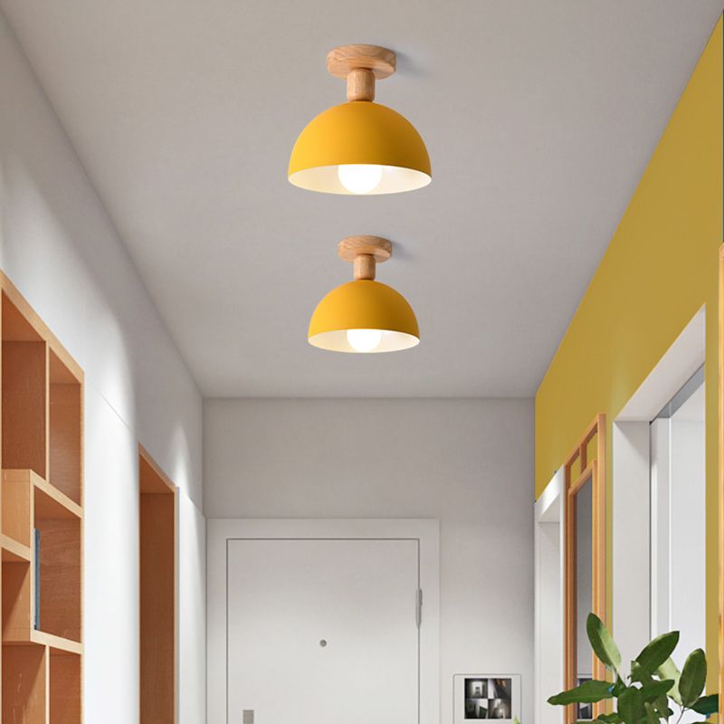 Muto Dôme Moderne LED Plafonnier Blanc/Gris Bois/Métal Salle d'étude