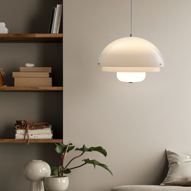 Valentina Suspension Dôme Moderne, Métal/Verre, Argent, Salon