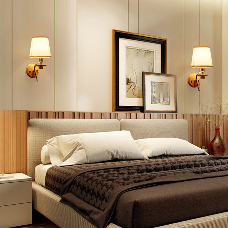 Tiffany Applique Murale Dôme Vintage, Métal/Bois/Tissu, Beige, Chambre