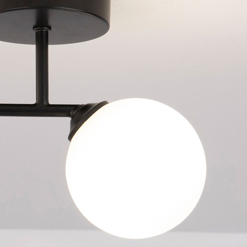 Valentina Plafonnier Rond Moderne, Métal/Verre, Noir/Doré, Salon