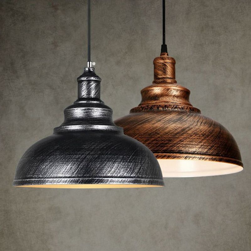 Arisha Rétro Industrielle LED Suspension Noir Blanc Gris Métal Salle à manger