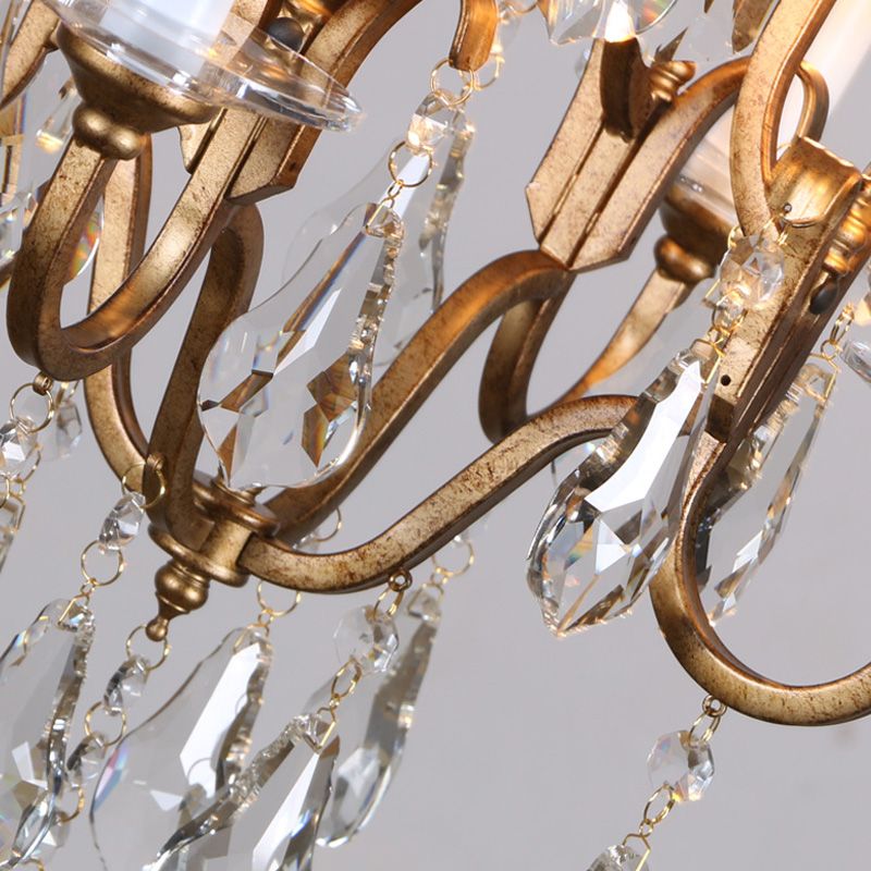 Silva Vintage LED Suspension Laiton Métal Cristal Salon Chambre à coucher