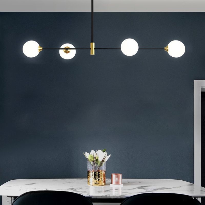 Valentina Suspension Linéaire Minimaliste, Metal/Verre, Blanc, Chambre
