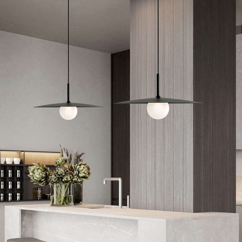 Arisha Suspension Dôme Moderne, Métal /Verre, Noir/Blanc/Grise, Chambre