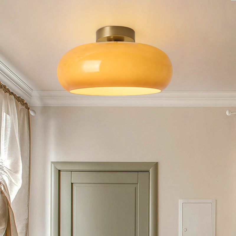 Valentina Plafonnier Rond Moderne, Métal/Verre, Orange/Blanc, Salon