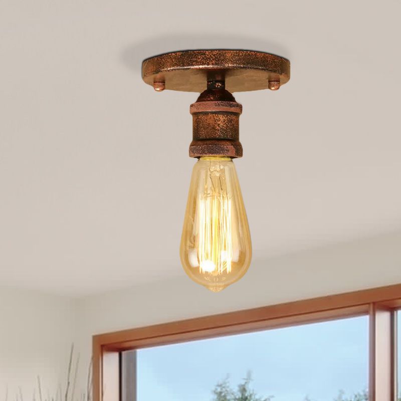 Silva Plafonnier Ampoule Vintage, Métal, Noir/Laiton/Rouille/Chromé, Salon