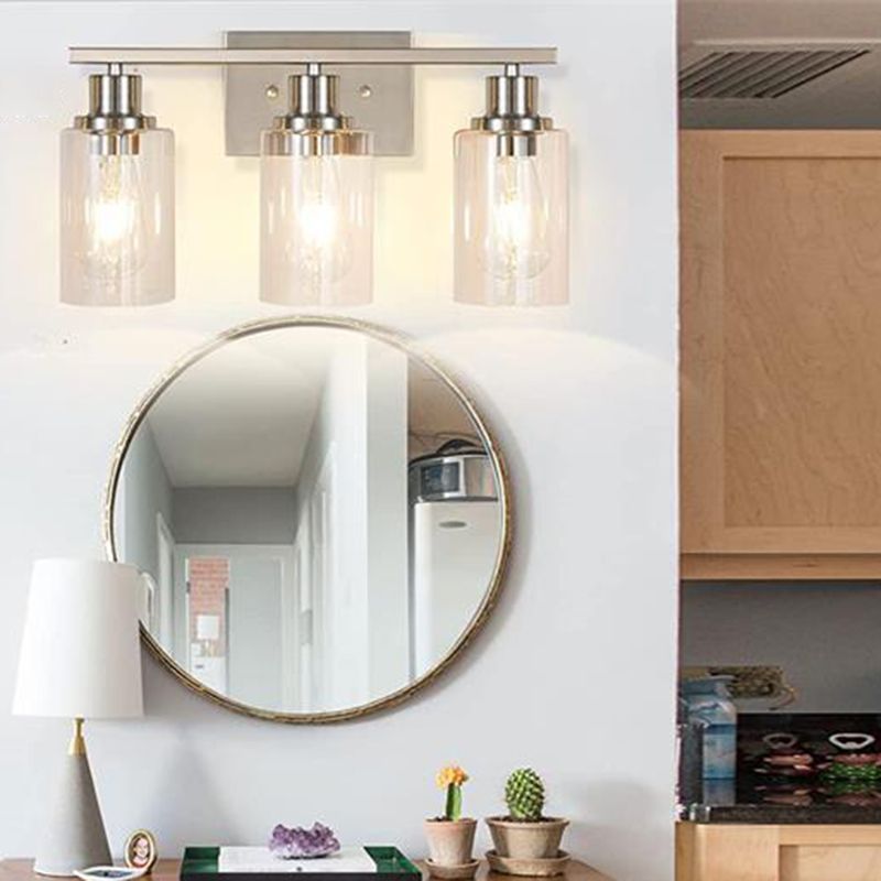 Silva Applique Murale Miroir Cylindrique Moderne, Verre/Métal, Noir/Or/Nickel, Chambre