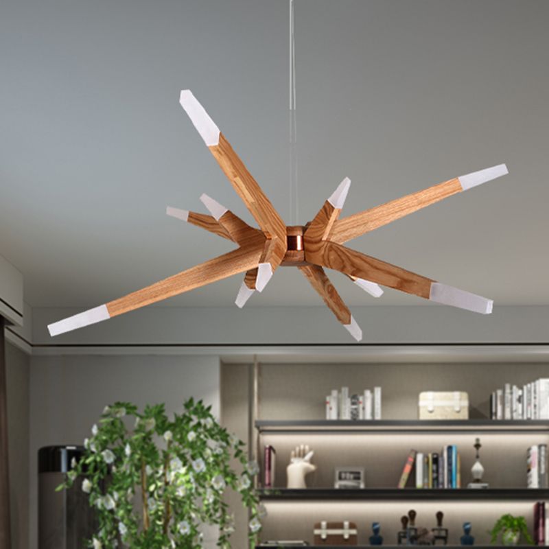 Muto Luminaires Suspensions Inégale Spoutnik Design Bois/Acrylique Chambre à Coucher