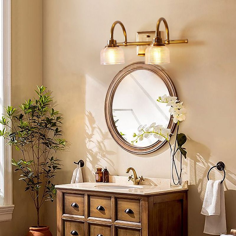 Arisha Applique Murale Bol Vintage, Métal/Verre, Laiton, Salle de Bain