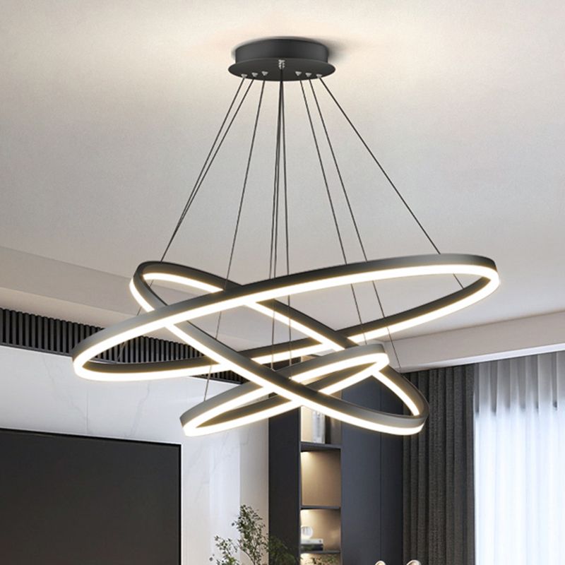 Arisha Suspension Anneau Moderne, Métal/Acrylique, Noir/Blanc, Salon
