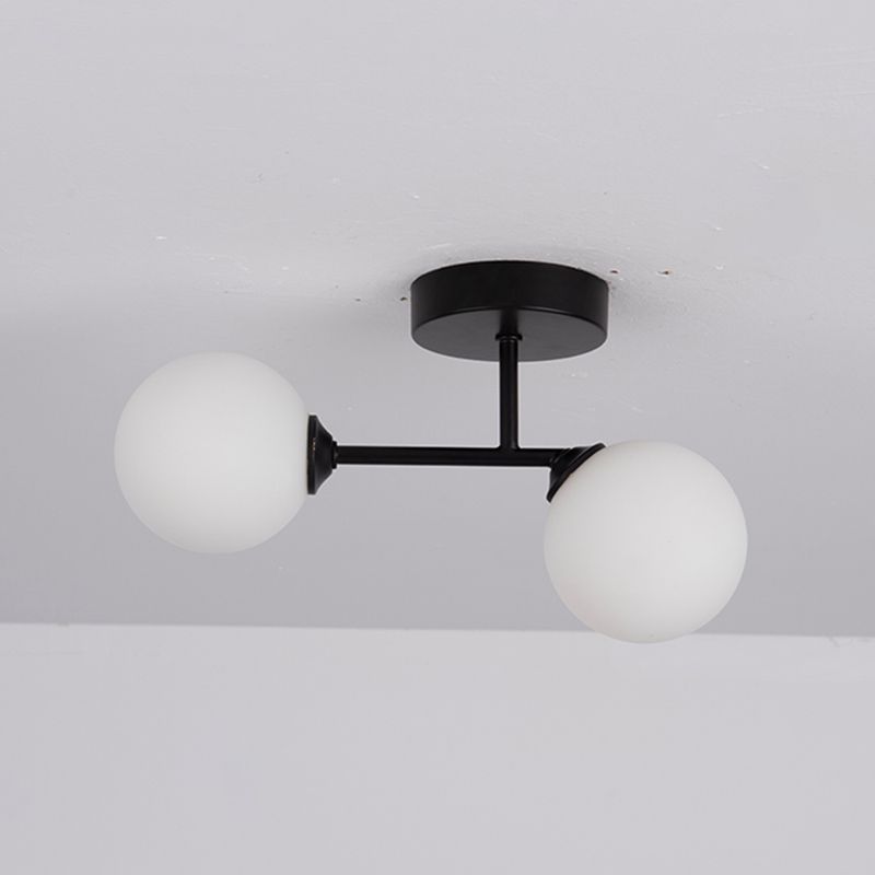 Valentina Plafonnier Rond Moderne, Métal/Verre, Noir/Doré, Salon