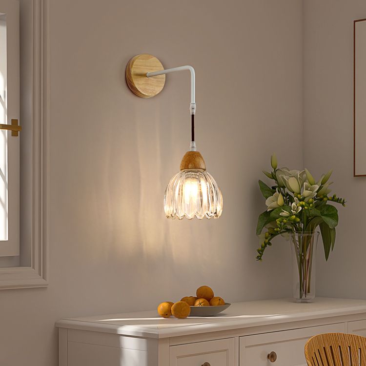 Arisha Applique Murale Fleur Moderne, Bois/Verre, Bois, Cuisine/Couloir